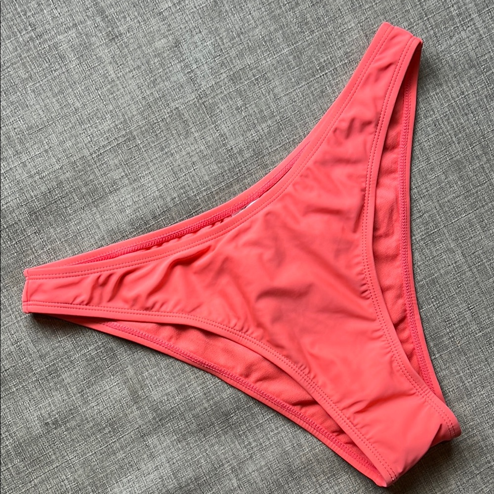Forever 21 Cheeky Hi-Cut Bright Coral Pink Bikini Bottoms NWT Large